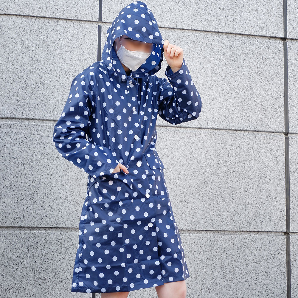 작은물방울 롱코트 땡땡이 여성레인코트 바람막이비옷